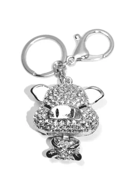 porte-cle cochon Argent DE1133 