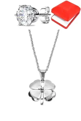 Coffret rouge tréfle Argent