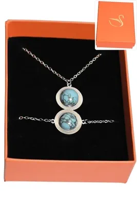 Coffret turquoise parure bijoux collection hervé aliex Argent