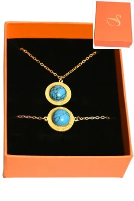 Coffret turquoise parure bijoux collection hervé aliex Or