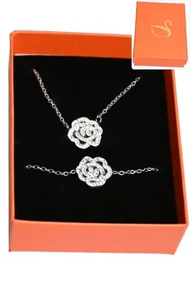 Coffret fleur parure bijoux collection hervé aliex Argent