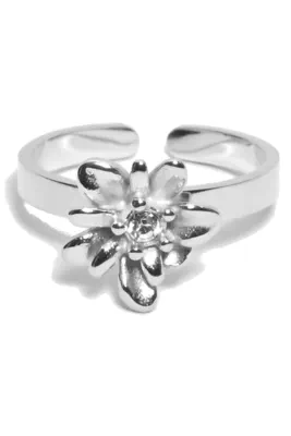 Bague fleur taille réglabe Argent