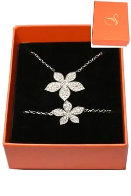 Coffret fleur parure bijoux collection hervé aliex Argent