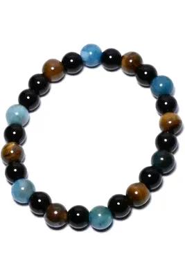 Bracelet oeil de tigre élastique Blanc C32B5B 