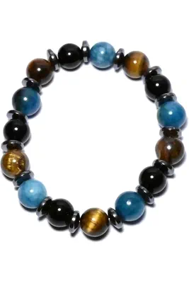 Bracelet oeil de tigre élastique Blanc C32B5B 