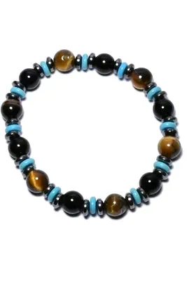 Bracelet oeil de tigre élastique Blanc C32B5B 