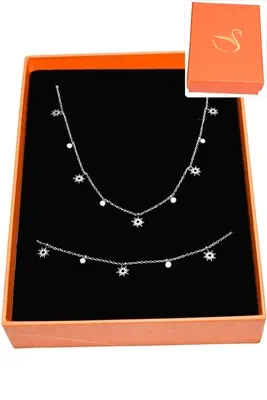 Coffret parure bijoux cadeaux orange soleil Argent