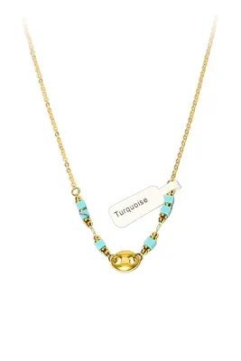 Collier turquoise graine de café