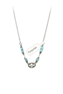 Collier turquoise graine de café Argent