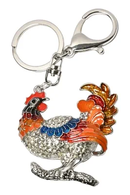 porte-cle coq Argent
