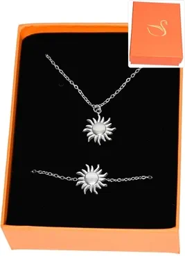 Coffret parure bijoux cadeaux orange soleil Argent
