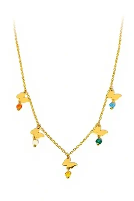 Collier papillon breloque Or