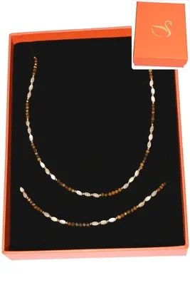 Coffret coffret parure bijoux pierre minérale Or