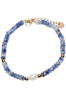 Bracelet pierre minérale perle naturelle Or