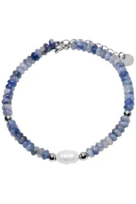 Bracelet pierre minérale perle naturelle Argent