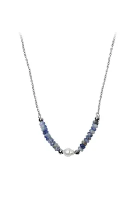 Collier pierre minérale perle naturelle Argent