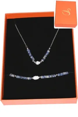 Coffret coffret parure bijoux pierre minérale perle naturelle Argent