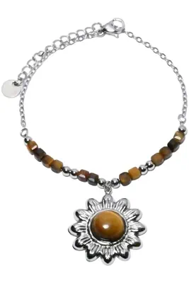 Bracelet pierre minérale breloque Argent