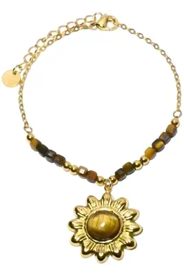 Bracelet pierre minérale breloque Or