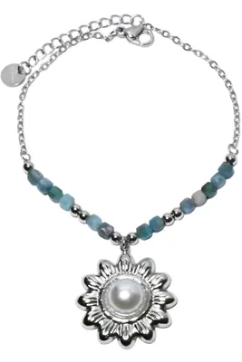 Bracelet pierre minérale breloque Argent