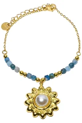 Bracelet pierre minérale breloque Or