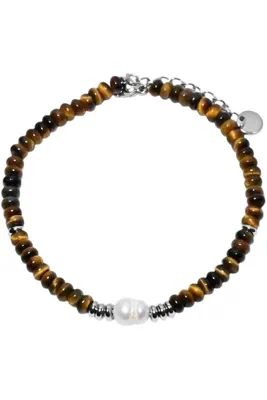 Bracelet pierre minérale perle naturelle Argent