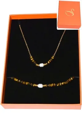 Coffret coffret parure bijoux pierre minérale perle naturelle Or