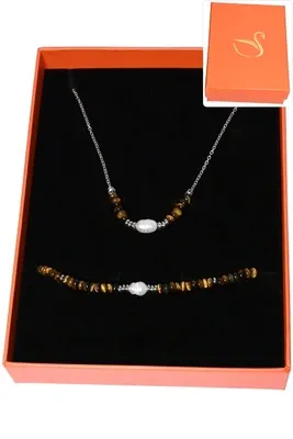 Coffret coffret parure bijoux pierre minérale perle naturelle Argent