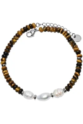 Bracelet pierre minérale perle naturelle Argent