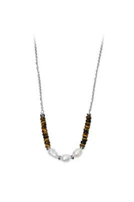 Collier pierre minérale perle naturelle Argent