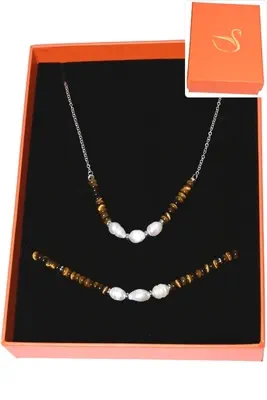 Coffret coffret parure bijoux pierre minérale perle naturelle Argent