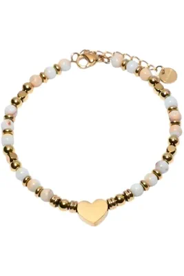 Bracelet pierre minérale coeur Or