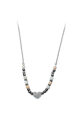 Collier pierre minérale croix Argent