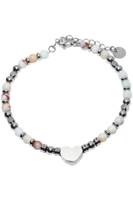 Bracelet coeur pierre minérale Argent
