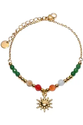 Bracelet pierre minérale soleil Or