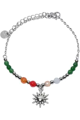 Bracelet pierre minérale soleil Argent