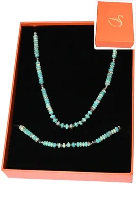 Coffret coffret parure bijoux pierre minérale Argent