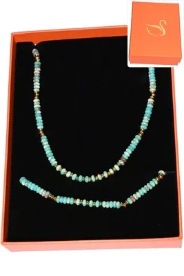 Coffret coffret parure bijoux pierre minérale Or