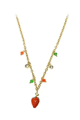Collier breloque fraise Or