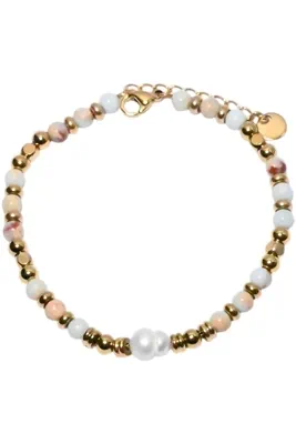 Bracelet pierre minérale perle naturelle Or