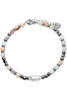 Bracelet pierre minérale perle naturelle Argent