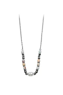 Collier pierre minérale perle naturelle Argent