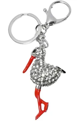 porte-cle cygogne Argent