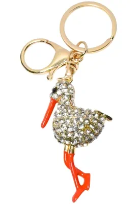 porte-cle cygogne Or