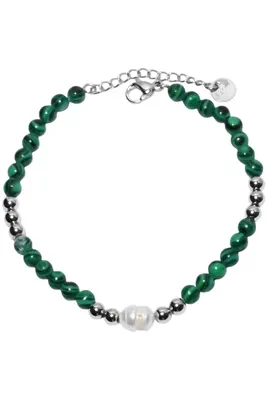 Bracelet pierre minérale perle naturelle Argent