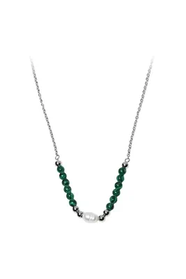 Collier pierre minérale perle naturelle Argent