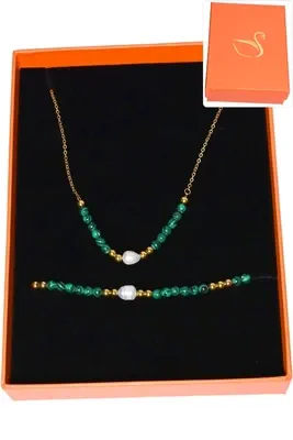 Coffret coffret parure bijoux pierre minérale perle naturelle Or