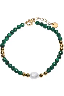 Bracelet pierre minérale perle naturelle Or