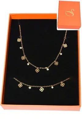 Coffret coffret parure bijoux tréfle Or