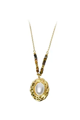 Collier pierre minérale Or